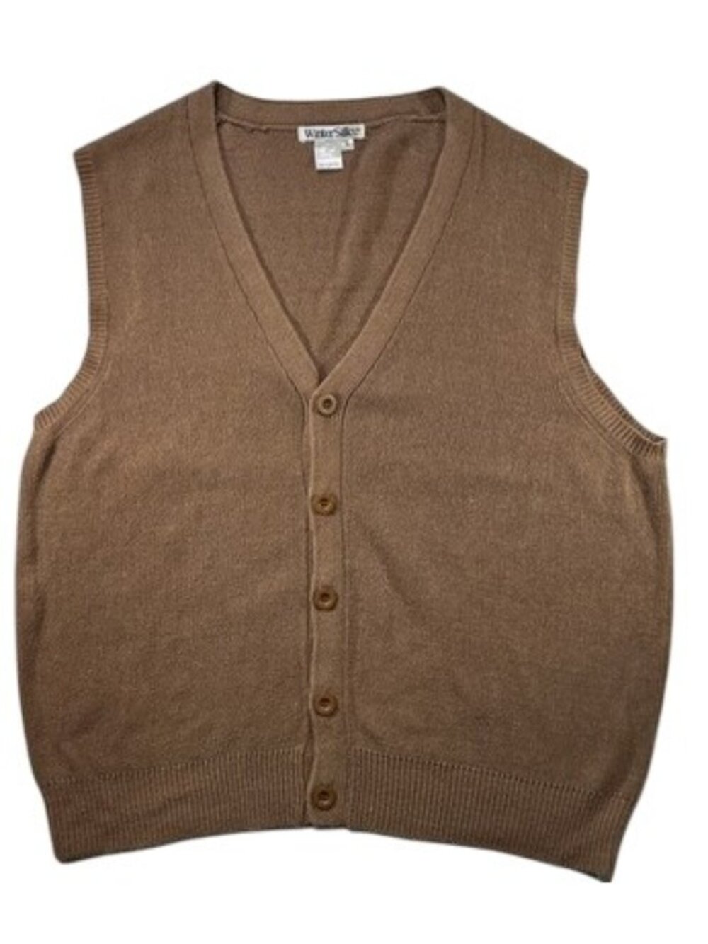 Winter Silks Men's Sweater Vest Size Large Large Color Tan Sleeveless 100% Silk